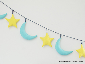 Plush Crescent Star Garland