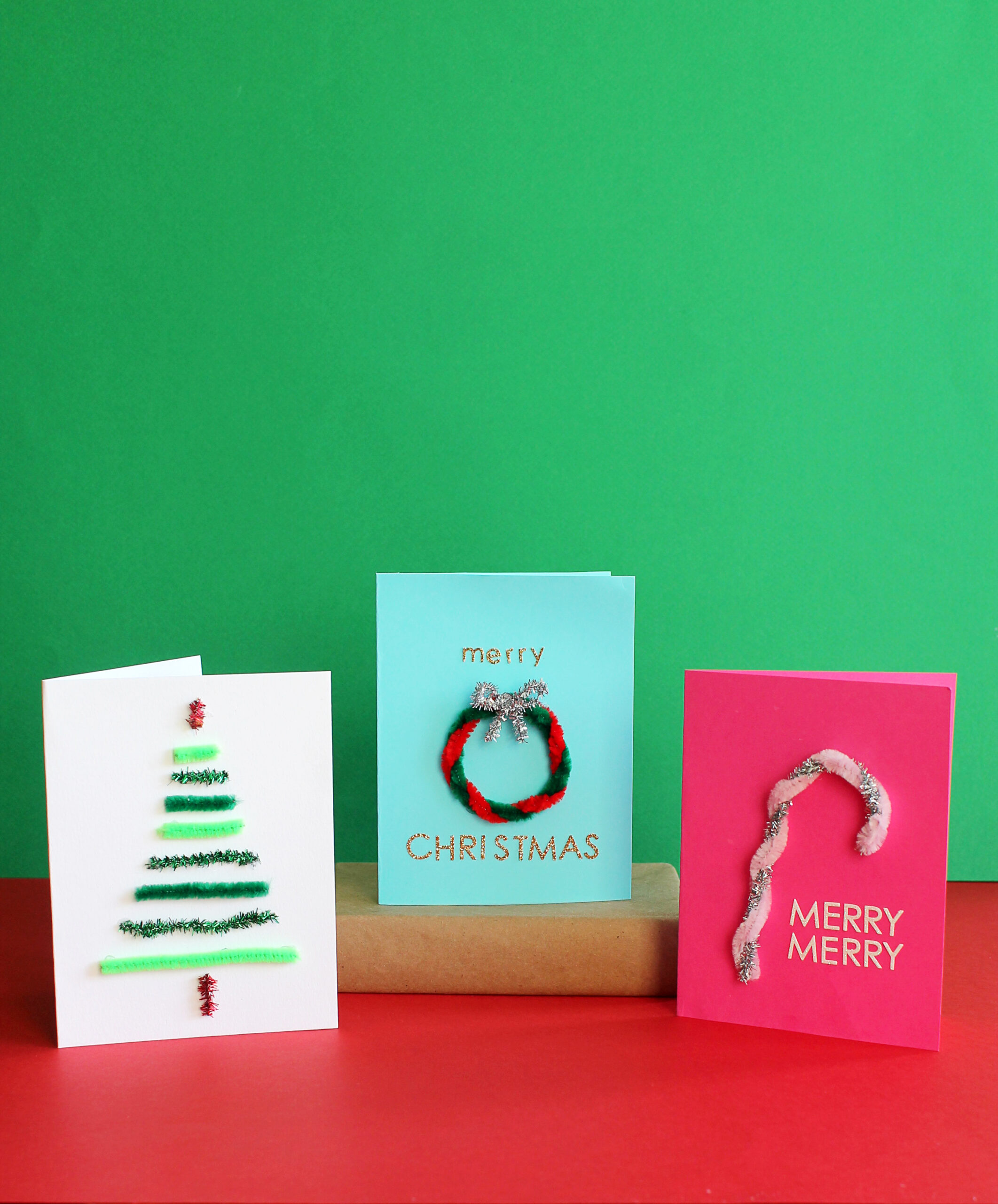 Handmade Christmas Cards with Pipe Cleaners